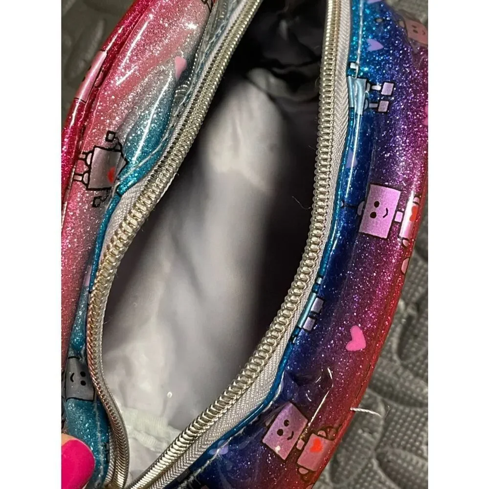 Kids Robot Glitter Cosmetic Bag - Pink & Blue
